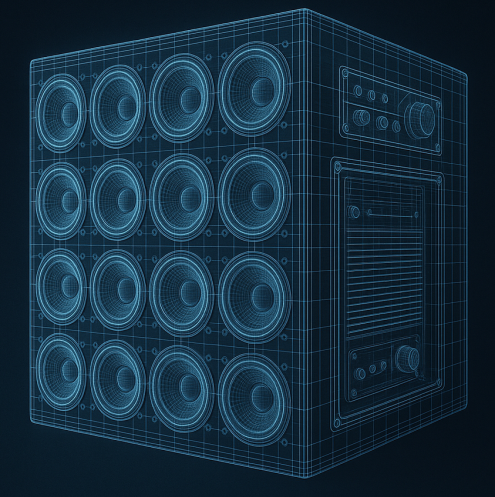 3D waveforming speaker with 16 transducers